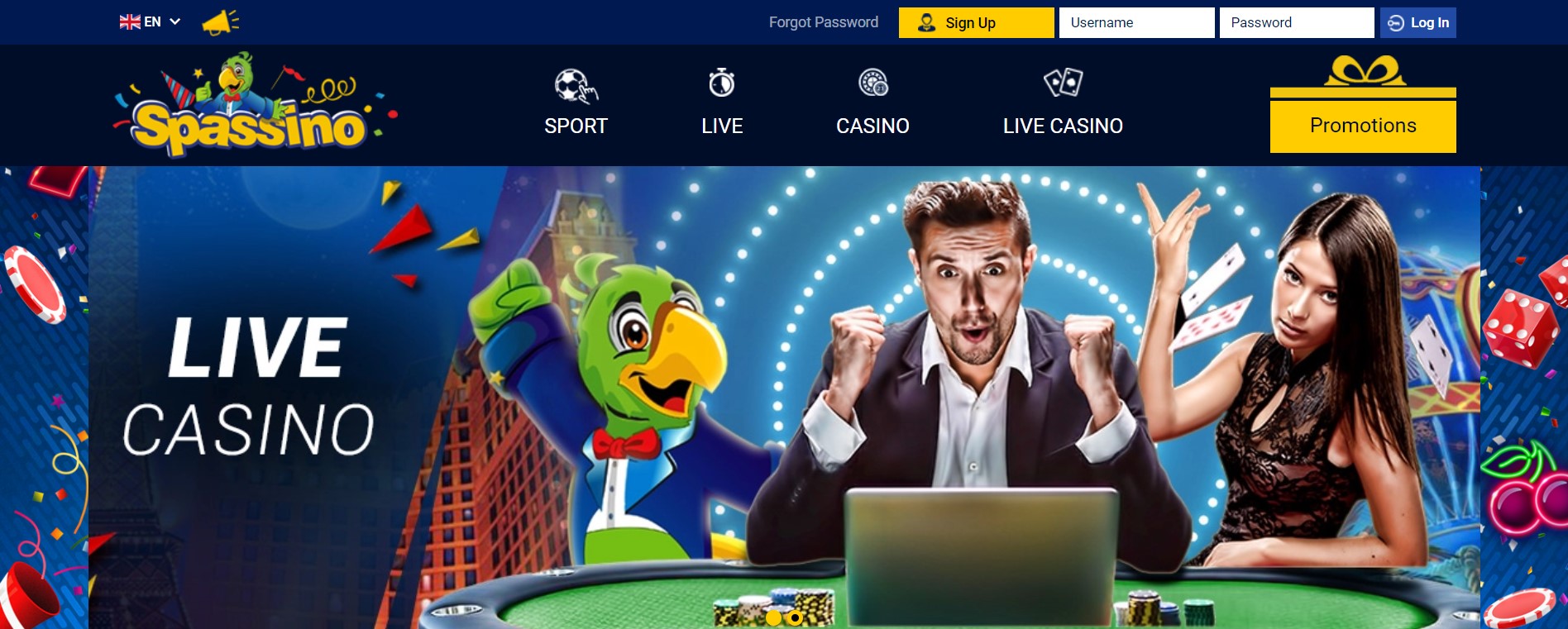 Spassino онлайн казино и ставки на спорт